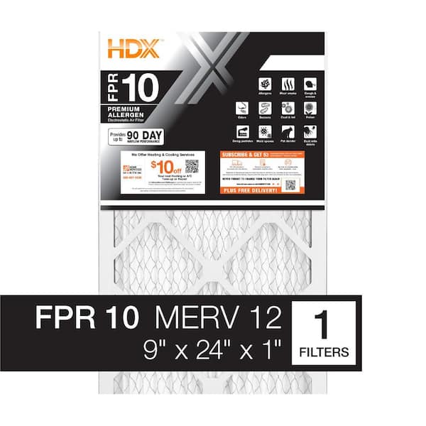 9 in. x 24 in. x 1 in. Premium Pleated Air Filter FPR 10, MERV 12