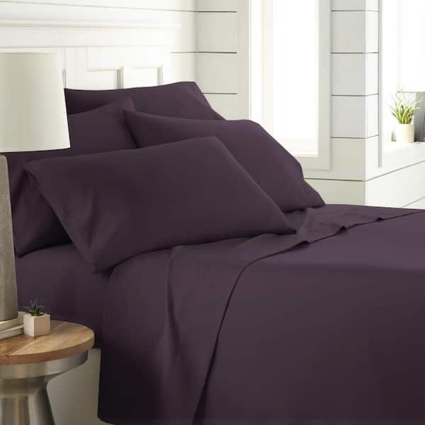 Southshore Fine Linens Vilano Series 21 in. Extra-Deep Pocket 6-Piece Purple Microfiber California King Sheet Set
