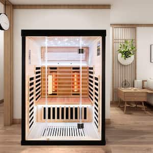 Felixo 2-Person Indoor Canadian Hemlock Luxury Infrared Sauna with 9 Carbon Crystal Heaters and Chromotherapy Lights