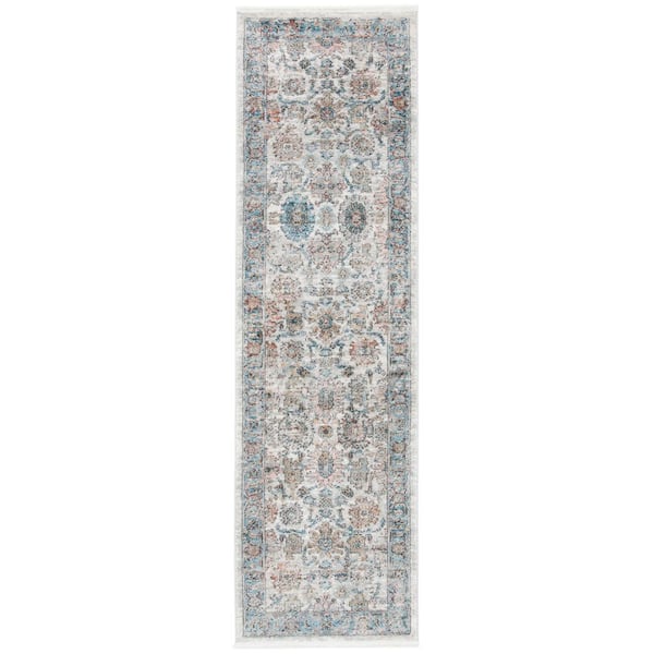 SAFAVIEH Shivan Gray/Blue 2 ft. x 8 ft. Geometric Medallion Runner Rug