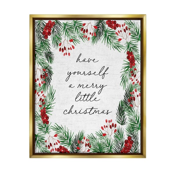Stupell Industries Merry Little Christmas Script by Lettered and Lined 1-Piece Floater Frame Graphic Print Nature Art Print 21 in. x 17 in.