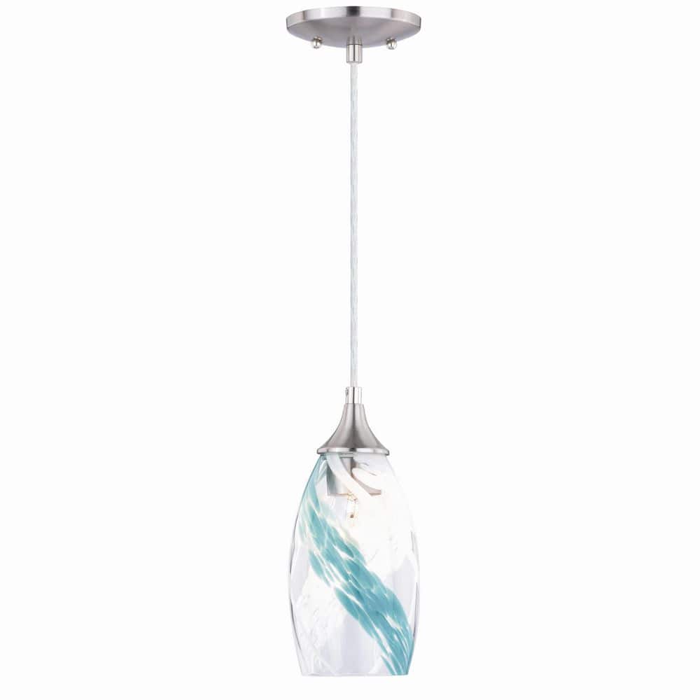 Milano 5" Satin Nickel Caribbean Swirl Glass Mini Pendant
