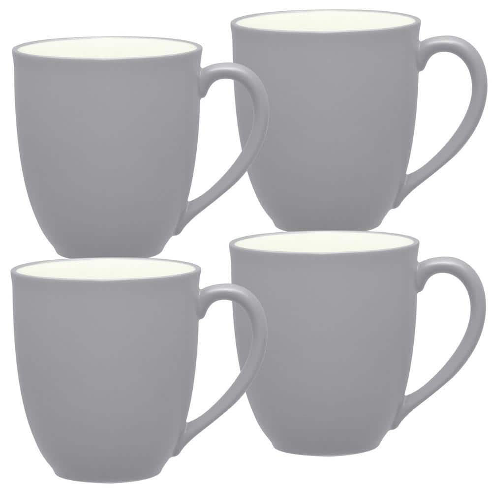 Noritake Colorwave Slate 12 fl. oz. (Gray) Stoneware Mugs, (Set of