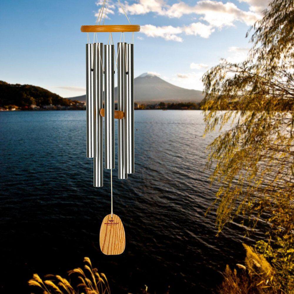Kyoto 25" Silver and Wood Wind Chime