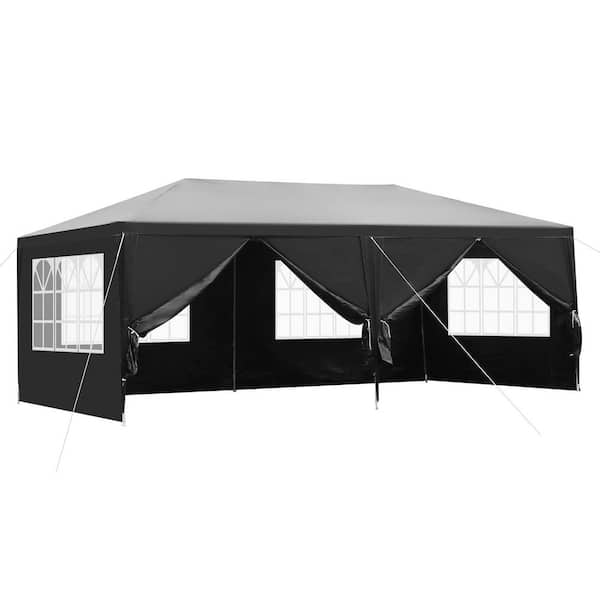 10 ft. x 20 ft. Black Party Tent with 6 Removable Sidewalls