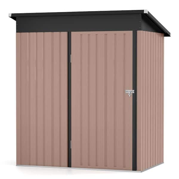5 ft. W x 3 ft. D Single Slope Roof Metal Storage Shed, Black Steel Tool House for Garden and Backyard (15 sq. ft.)