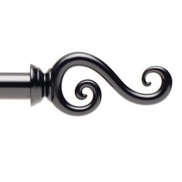 Home Decorators Collection 48 in. - 84 in. L 5/8 in. Curtain Rod Kit in Black with Scroll Finial