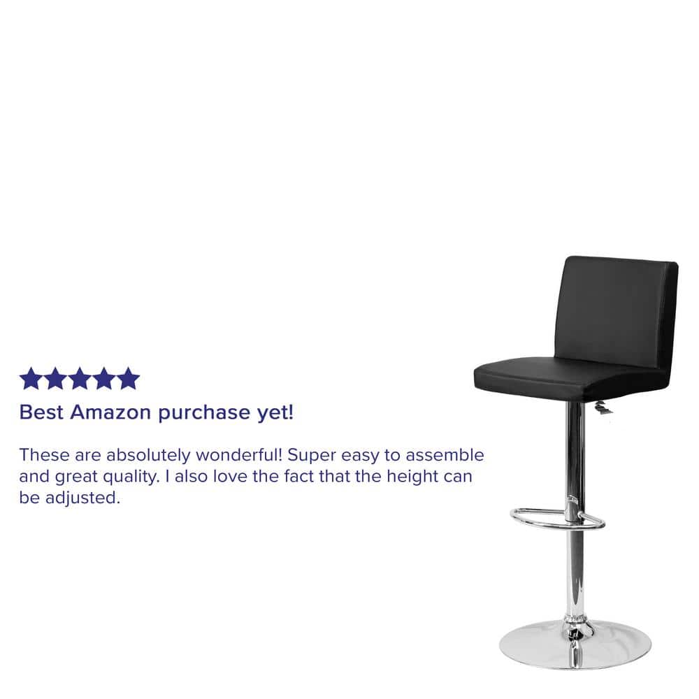 Sleek Black Vinyl and Chrome Adjustable Swivel Barstool