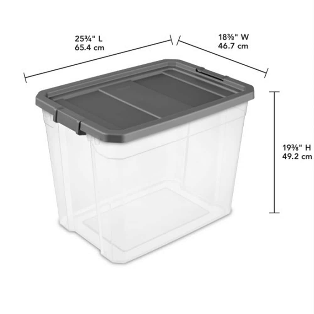 Sterilite 108 Quart Clear Plastic Stacker Storage Containers with Latching Lid