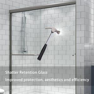60 in. W x 70 in. H Sliding Framed Shower Door in Nickel Finish with Clear Glass