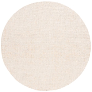 Abstract Ivory/Beige 6 ft. x 6 ft. Contemporary Marble Round Area Rug