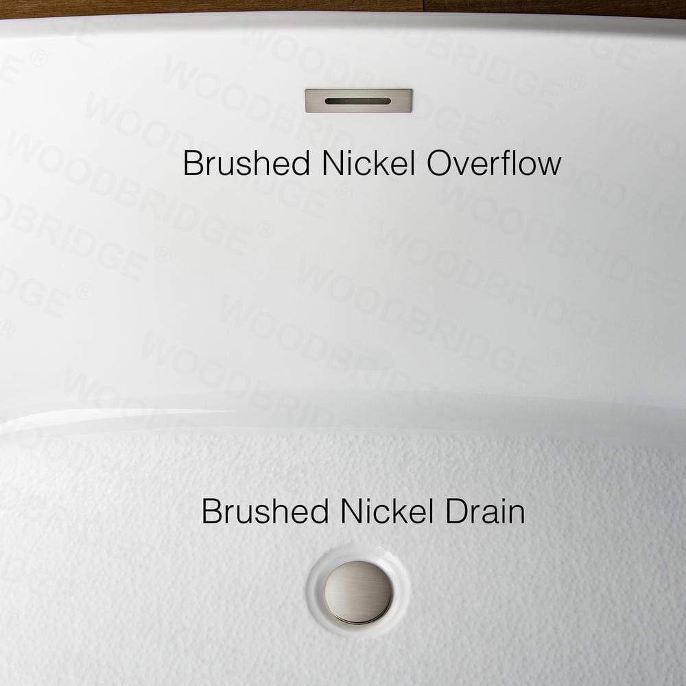 Echo 59'' White Acrylic Freestanding Soaking Bathtub with Brushed Nickel Trim