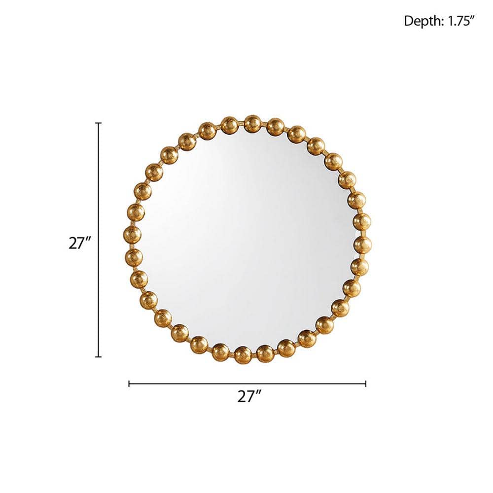 Elegant Marlowe Antique Gold Foil Round Wall Mirror - 27"