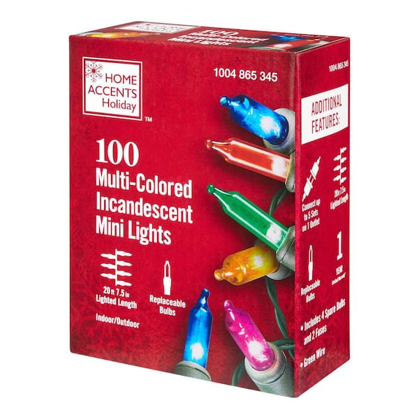 100 Count Multi Colored Incandescent Mini Lights