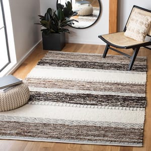 Natura Brown/Ivory 6 ft. x 6 ft. Chevron Striped Square Area Rug