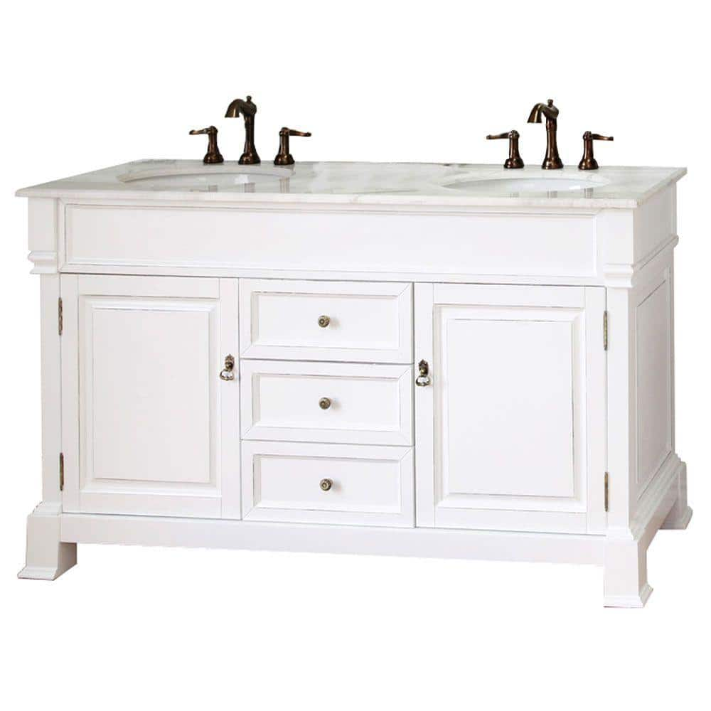 Reviews For Bellaterra Home Cambridge Wh 60 In Double Vanity In White With Marble Vanity Top In White Bt5060d Wh The Home Depot