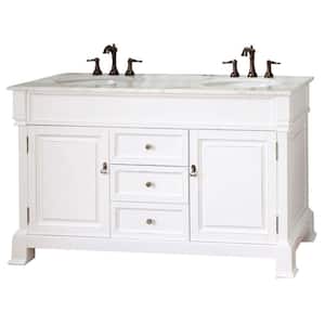 Cambridge Wh 60 in. Double Vanity in White with Marble Vanity Top in White
