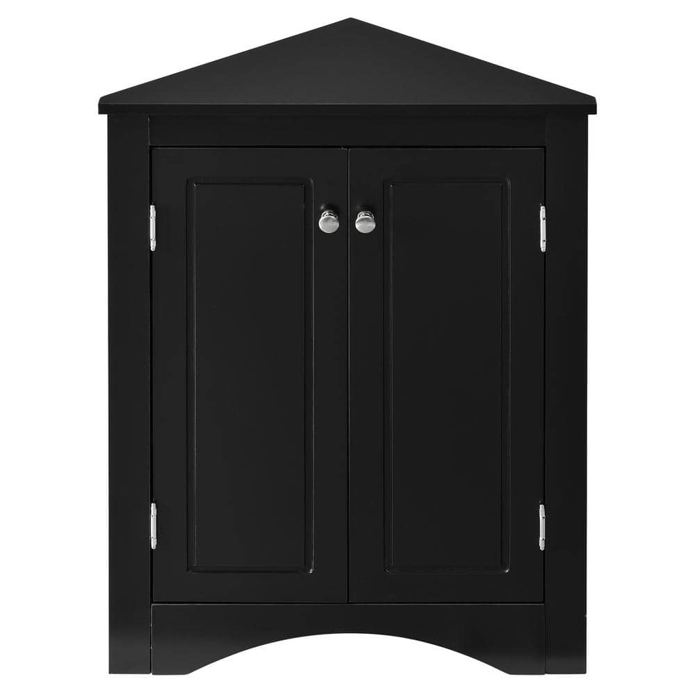 23.6 in. W x 17.2 in. D x 31.5 in. H Black MDF Freestanding Triangle Bathro