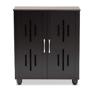 Renley 8-Pair Black Wood Shoe Storage Cabinet