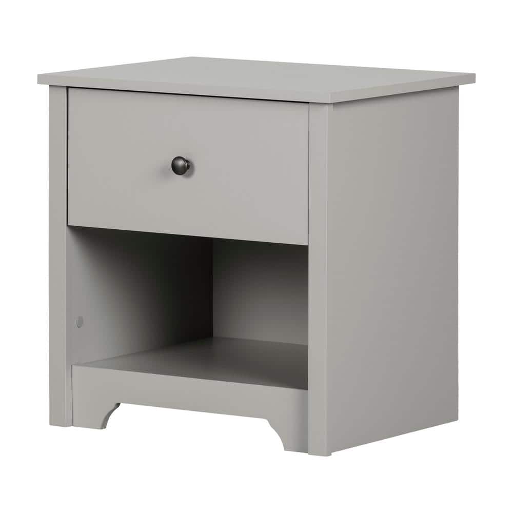 South Shore Vito 1Drawer Soft Gray Nightstand 9021062 The Home Depot