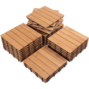 12 in. x 12 in. Fir Wood Interlocking Deck Tiles Flooring For Patio Garden Pack of 27 Tiles