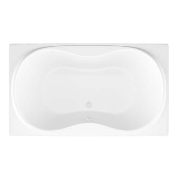 Star Series 72 in. x 42 in. Rectangular Soaking Bathtub with Center Drain and Marine Grade Acrylic in Glossy White