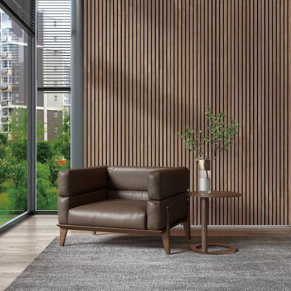 0.83 in. x 7.87 ft. x 1.05 ft. Natural Wood Veneer MDF Panel Acoustic 3D Wall Panels, Walnut (2-Piece)