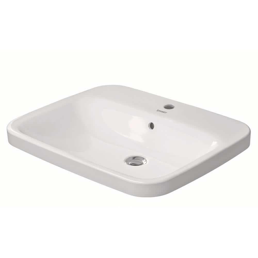 DuraStyle White Ceramic Rectangular Drop-In Bathroom Sink