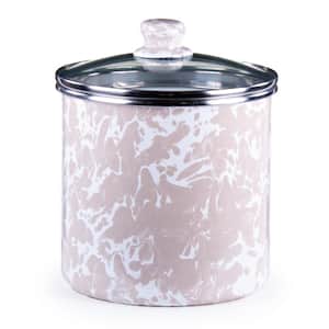 Taupe Swirl Porcelain-coated Steel Enamelware Canister with Lid
