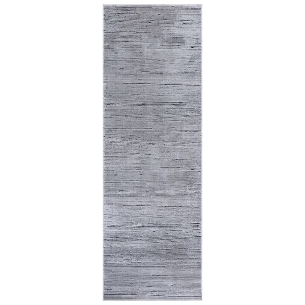 Whisper 3 ft. x 8 ft. Gray/Dark Gray Striated Runner Rug