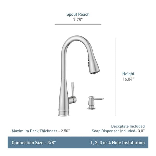 MOEN Boman Single Handle Pull-Down Sprayer Kitchen Faucet with outlet Reflex and Power