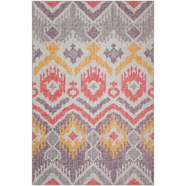 Yuma Purple 5 ft. x 7 ft. 6 in. Geometric Indoor/Outdoor Washable Area Rug