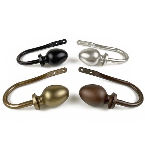 EMOH Tomesha Cocoa Steel Hook Curtain Holdback (Set of 2)