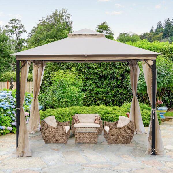 Zeus & Ruta 10 ft. x 10 ft. Double Roof Shaded Gazebo with