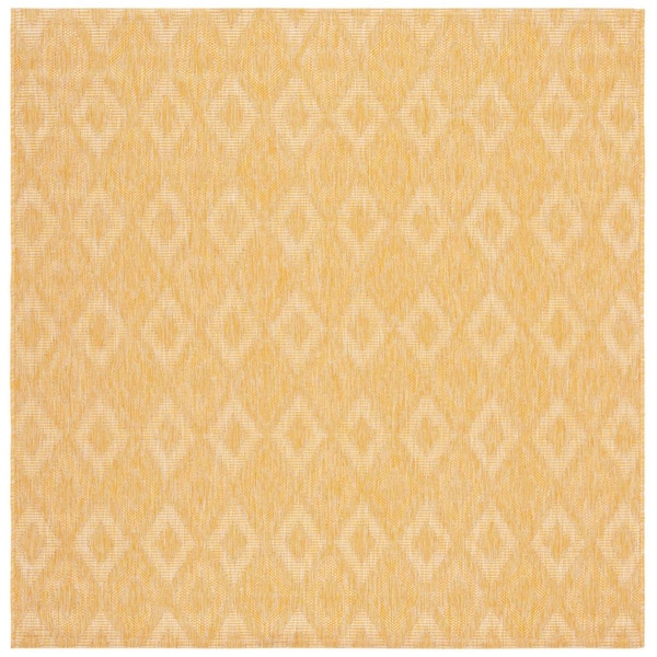 Courtyard Gold 7 ft. x 7 ft. Solid Diamond Indoor/Outdoor Patio  Square Area Rug