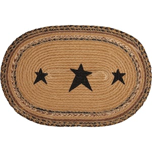Kettle Grove Star 12 in. W x 18 in. L Caramel Tan Black Jute Oval Placemat Set of 6