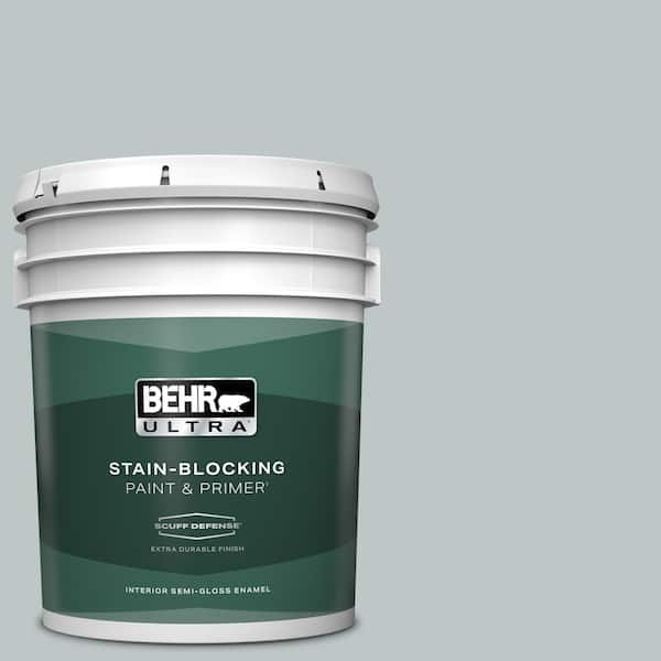 BEHR ULTRA 5 gal. #PPU12-10 Misty Morn Extra Durable Semi-Gloss Enamel Interior Paint & Primer