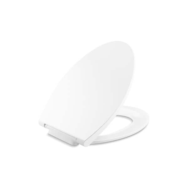 KOHLER Willow Quiet-Close Elongated Front Toilet Seat in White