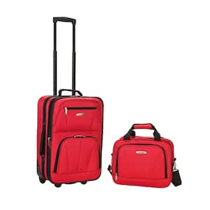 Fashion Expandable 2-Piece Carry On Softside Luggage Set, Red