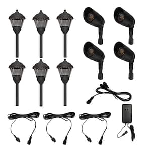 Low Voltage Black Dusk to Dawn Plug-in-Go Combo Integrated LED Landscape Light Kit with Transformer Included (10-Pack)