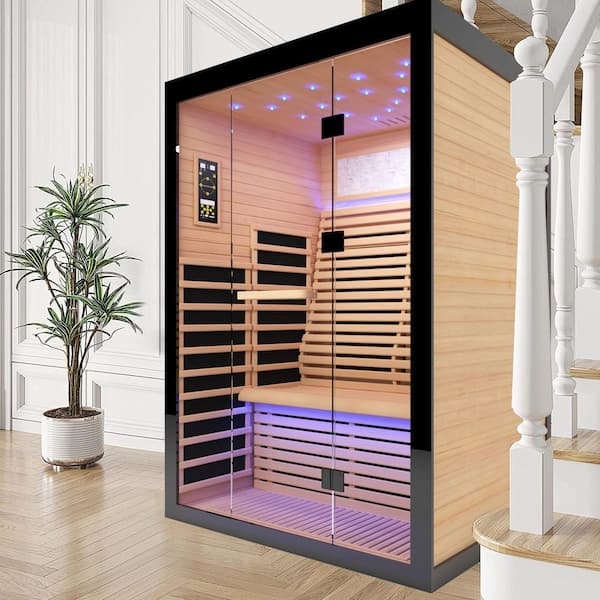 AVAXA 2-Person Indoor Hemlock Infrared Sauna with 8 Far-Infrared