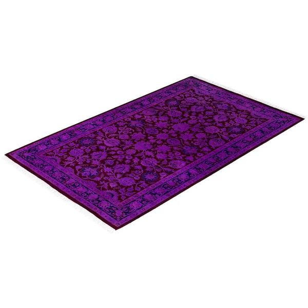 Overdyed Purple 4 x 6 Solid Wool Indoor Area Rug