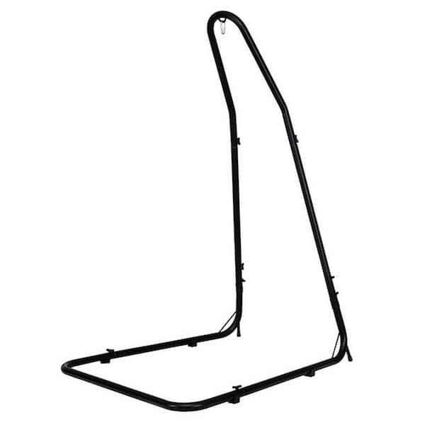 WELLFOR 7.75 ft. Metal Steel Frame Adjustable Hammock Stand in Black