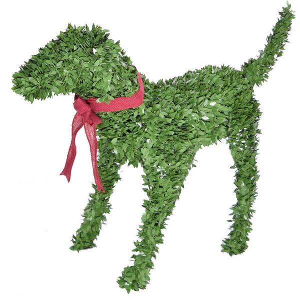 Fraser Hill Farm 28 in. x 12 in. Boxwood Puppy Dog Garden Topiary Statue