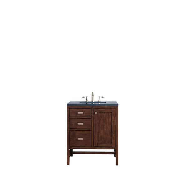 James Martin Vanities Addison 30 in. W x 23.5 in. D x 35.5 in. H Single Vanity in Mid Century Acacia with Quartz Top in Charcoal Soapstone