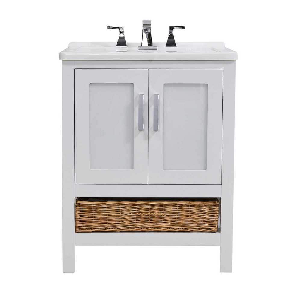 Rhodes 27 in. x 34 in. White Engineered Wood Laundry Sink with a Basket Inc