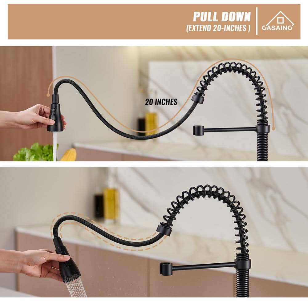 Matte Black Stainless Steel Pull Down Kitchen Faucet with Spray