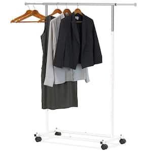 White Metal Garment Clothes Rack with Extendable Rod 30.5 in. W x 58.3 in. H