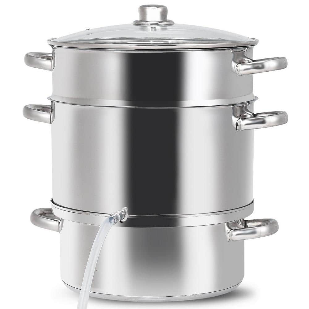 VEVOR Steamer Pot 8.66 in. Steamer Pot for Cooking with 3 qt. Stock Pot and Vegetable Steamer Stainless Steel Food Steamer