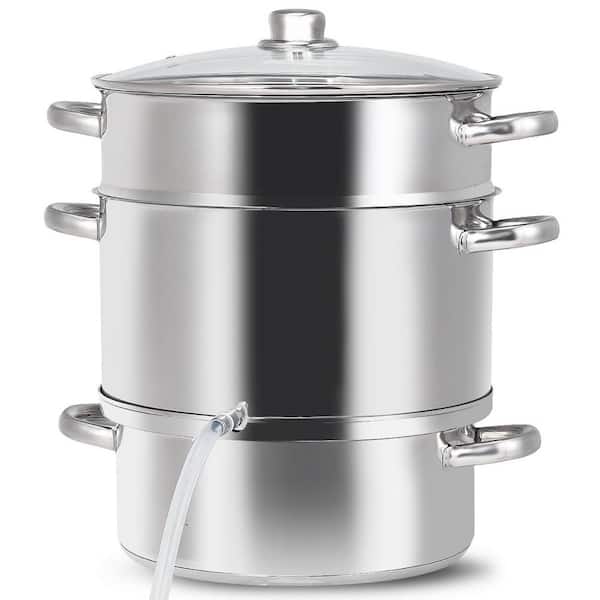 3-Tier 11.6 qt. Stainless Steel Steamer Insert Saucepot with Lid